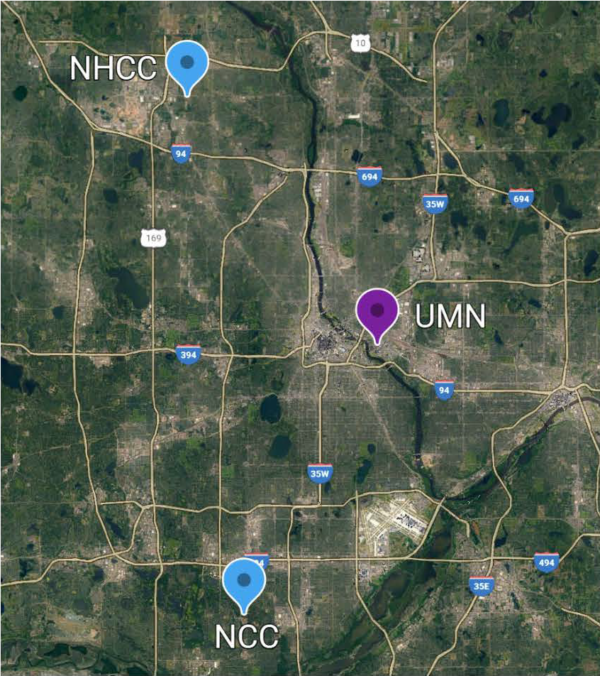 Map of Minneapolis metro IRACDA locations (UMN-NCC-NHCC)