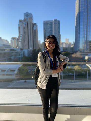 Photo of Nisah Patel in a city.